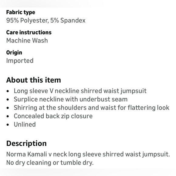 Norma Kamali Women's V Neck Longsleeve Shirred Waist Jumpsuit - Picture 15 of 16